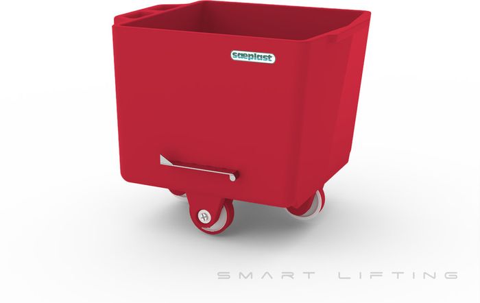 FB200-R // Flurobin 200L meat cart, red PE/PE/PE, bevel face