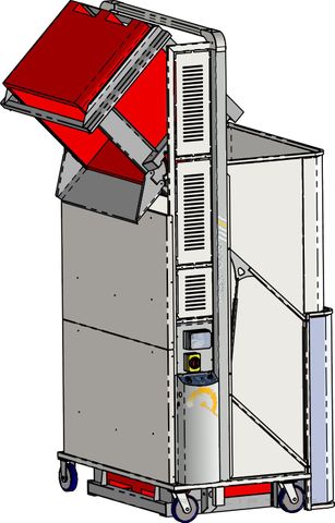 MDS2100M-B // MegaDumper SS 2100mm bin lifter for ~1000x1200mm bulk bins, 24V/40Ah battery