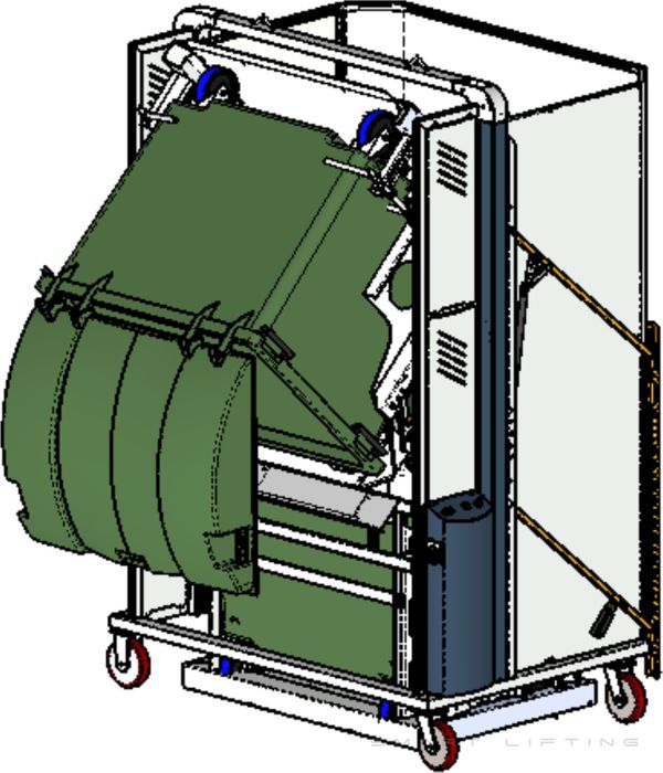 MD0900-B // MegaDumper 900mm bin lifter for 80L-1100L wheelie bins, 24V/40Ah battery