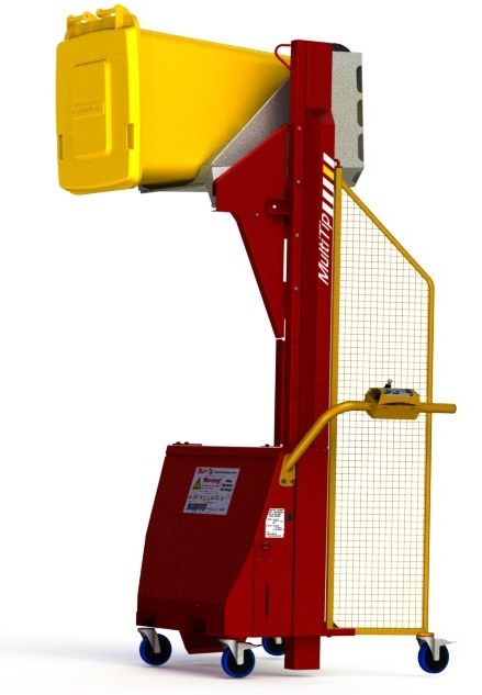 MT1600-B // Multi-Tip 1600mm bin lifter for 60-240L wheelie bins, 24V/20Ah battery