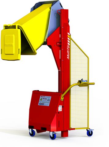 MT1600-B // Multi-Tip 1600mm bin lifter with EN840 cradle and 150kg capacity, 24V/20Ah battery