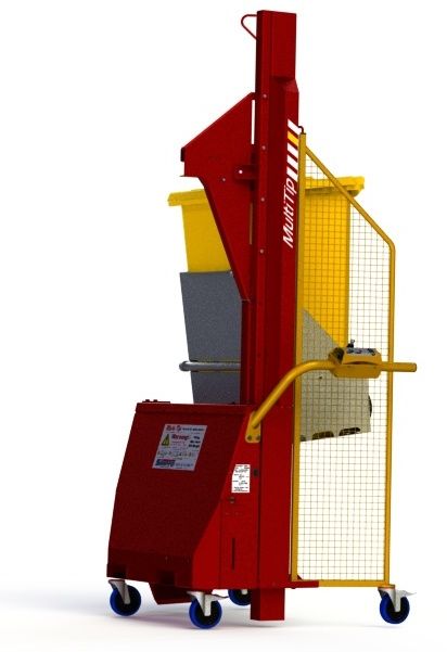 MT1600-B // Multi-Tip 1600mm bin lifter for 60-240L wheelie bins, 24V/20Ah battery