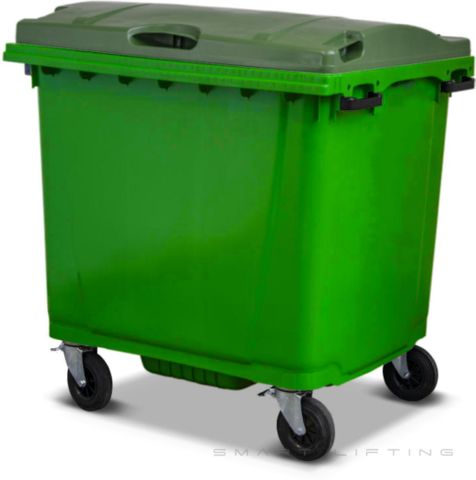 MGB1100-LG // Simpro 1100L Lime/Green Wheelie Bin, HDPE, with 4x 200mm castors