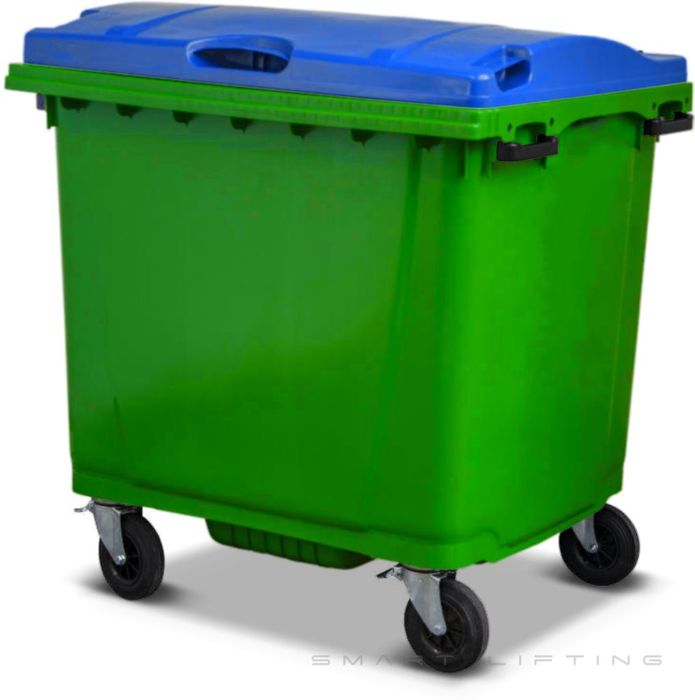 MGB1100-LB // Simpro 1100L Wheelie Bin, Lime/Blue HDPE, with 4x 200mm castors