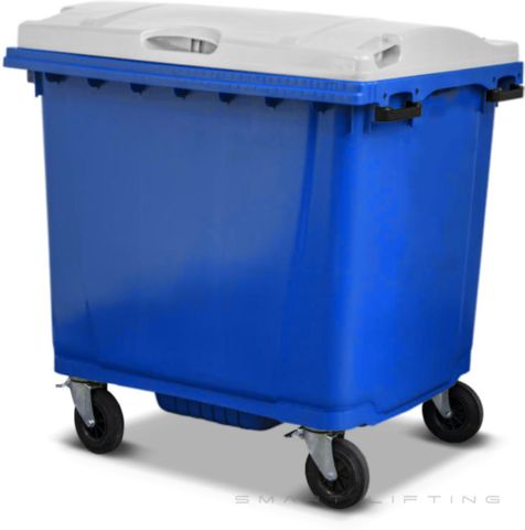 MGB1100-BW // Simpro 1100L Blue/White Wheelie Bin, HDPE, with 4x 200mm castors