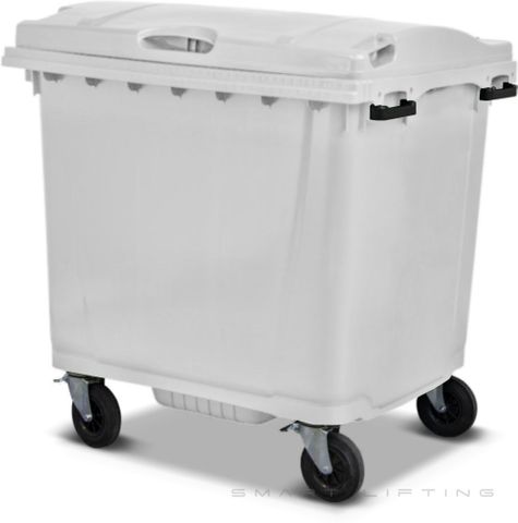 MGB1100-WW // Simpro 1100L White Wheelie Bin, HDPE, with 4x 200mm castors