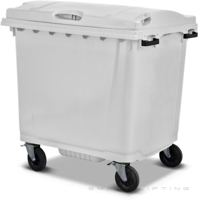 MGB1100-WW // Simpro 1100L Wheelie Bin, White HDPE, with 4x 200mm castors