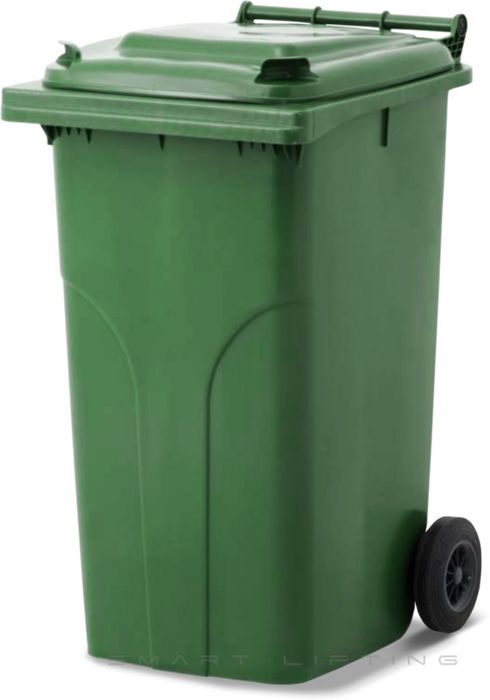 MGB240-GG // Simpro 240L Wheelie Bin, Green HDPE, with 2x 200mm outset wheels