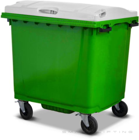 MGB1100-LW // Simpro 1100L Lime/White Wheelie Bin, HDPE, with 4x 200mm castors