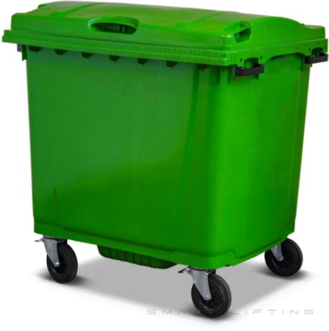 MGB1100-LL // Simpro 1100L Lime Wheelie Bin, HDPE, with 4x 200mm castors