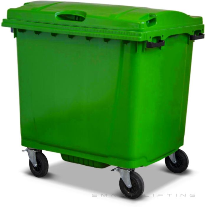 MGB1100-LL // Simpro 1100L Wheelie Bin, Lime HDPE, with 4x 200mm castors