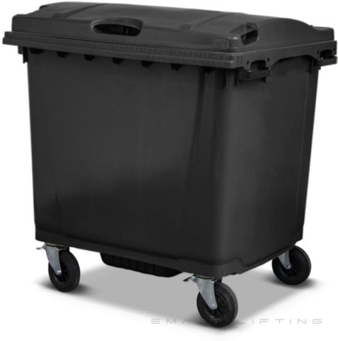 MGB1100-KK // Simpro 1100L Black Wheelie Bin, HDPE, with 4x 200mm castors