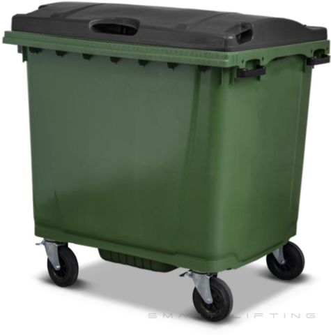 MGB1100-GK // Simpro 1100L Green/Black Wheelie Bin, HDPE, with 4x 200mm castors