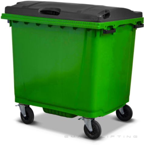 MGB1100-LK // Simpro 1100L Wheelie Bin, Lime/Black HDPE, with 4x 200mm castors