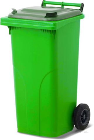 MGB120-LG // Simpro 120L Lime/Green Wheelie Bin, HDPE, with 2x 200mm outset wheels