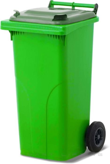 MGB120-LG // Simpro 120L Wheelie Bin, Lime/Green HDPE, with 2x 200mm outset wheels