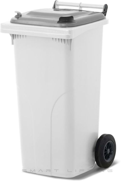 MGB120-WS // Simpro 120L White/Silver Wheelie Bin, HDPE, with 2x 200mm outset wheels