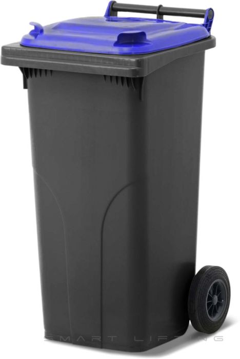 MGB120-KB // Simpro 120L Black/Blue Wheelie Bin, HDPE, with 2x 200mm outset wheels