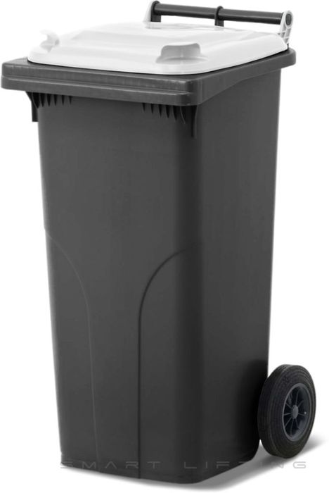 MGB120-KW // Simpro 120L Black/White Wheelie Bin, HDPE, with 2x 200mm outset wheels