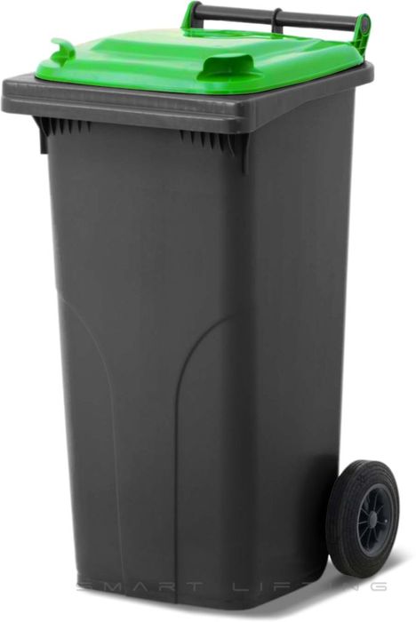 MGB120-KL // Simpro 120L Black/Lime Wheelie Bin, HDPE, with 2x 200mm outset wheels