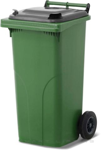 MGB120-GK // Simpro 120L Green/Black Wheelie Bin, HDPE, with 2x 200mm outset wheels