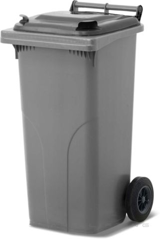 MGB120-SK // Simpro 120L Wheelie Bin, Silver/Black HDPE, with 2x 200mm outset wheels