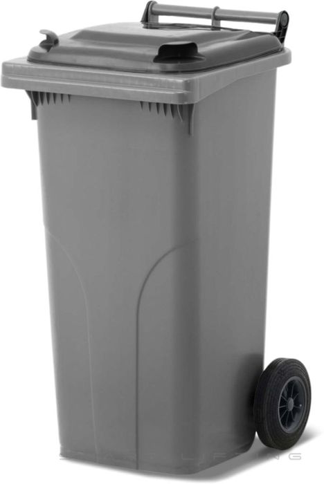 MGB120-SK // Simpro 120L Silver/Black Wheelie Bin, HDPE, with 2x 200mm outset wheels