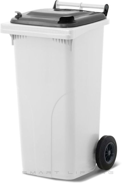 MGB120-WK // Simpro 120L White/Black Wheelie Bin, HDPE, with 2x 200mm outset wheels