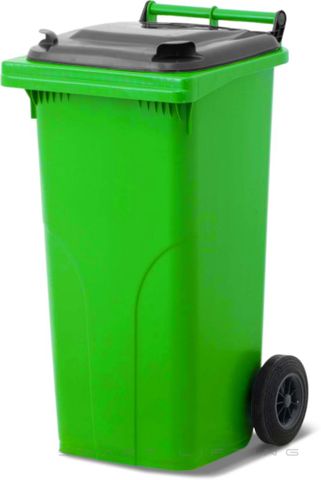 MGB120-LK // Simpro 120L Lime/Black Wheelie Bin, HDPE, with 2x 200mm outset wheels