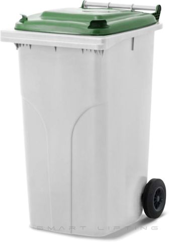 MGB240-WG // Simpro 240L Wheelie Bin, White/Green HDPE, with 2x 200mm outset wheels