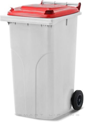 MGB240-WR // Simpro 240L Wheelie Bin, White/Red HDPE, with 2x 200mm outset wheels