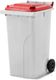 MGB240-WR // Simpro 240L Wheelie Bin, White/Red HDPE, with 2x 200mm outset wheels