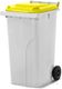 MGB240-WY // Simpro 240L Wheelie Bin, White/Yellow HDPE, with 2x 200mm outset wheels