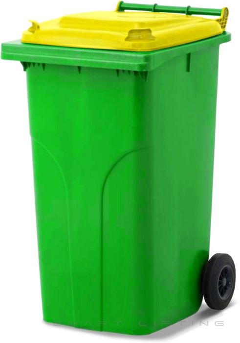 MGB240-LY // Simpro 240L Lime/Yellow Wheelie Bin, HDPE, with 2x 200mm outset wheels