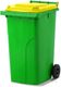 MGB240-LY // Simpro 240L Wheelie Bin, Lime/Yellow HDPE, with 2x 200mm outset wheels