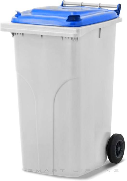 MGB240-WB // Simpro 240L White/Blue Wheelie Bin, HDPE, with 2x 200mm outset wheels