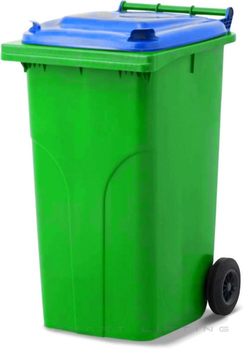 MGB240-LB // Simpro 240L Lime/Blue Wheelie Bin, HDPE, with 2x 200mm outset wheels