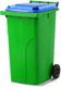 MGB240-LB // Simpro 240L Wheelie Bin, Lime/Blue HDPE, with 2x 200mm outset wheels