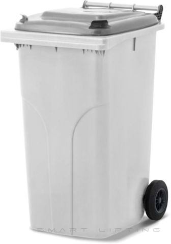 MGB240-WS // Simpro 240L Wheelie Bin, White/Silver HDPE, with 2x 200mm outset wheels