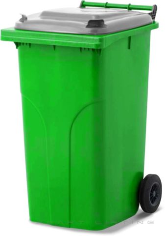 MGB240-LS // Simpro 240L Wheelie Bin, Lime/Silver HDPE, with 2x 200mm outset wheels