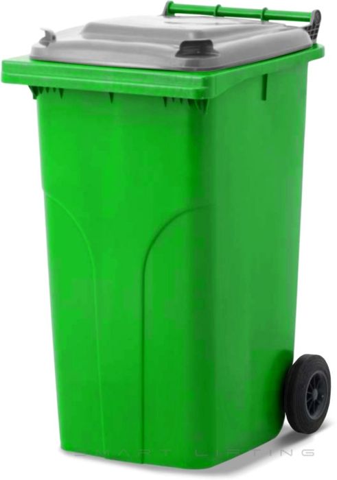 MGB240-LS // Simpro 240L Lime/Silver Wheelie Bin, HDPE, with 2x 200mm outset wheels