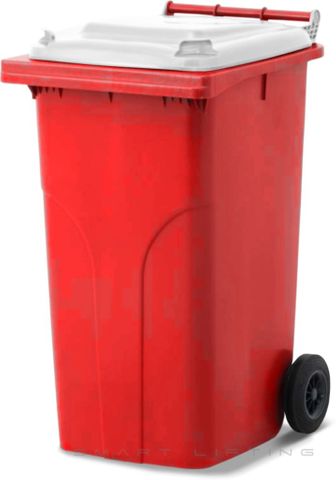 MGB240-RW // Simpro 240L Red/White Wheelie Bin, HDPE, with 2x 200mm outset wheels