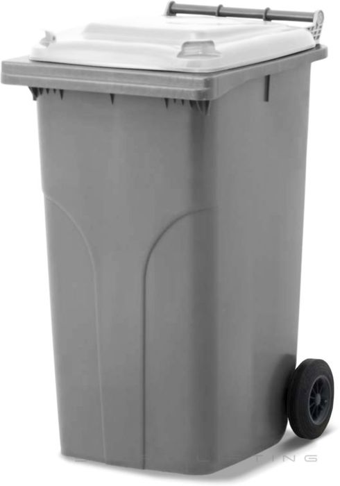 MGB240-SW // Simpro 240L Silver/White Wheelie Bin, HDPE, with 2x 200mm outset wheels