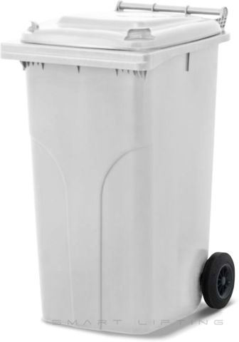 MGB240-WW // Simpro 240L White Wheelie Bin, HDPE, with 2x 200mm outset wheels