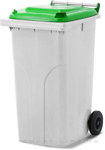 MGB240-WL // Simpro 240L Wheelie Bin, White/Lime HDPE, with 2x 200mm outset wheels