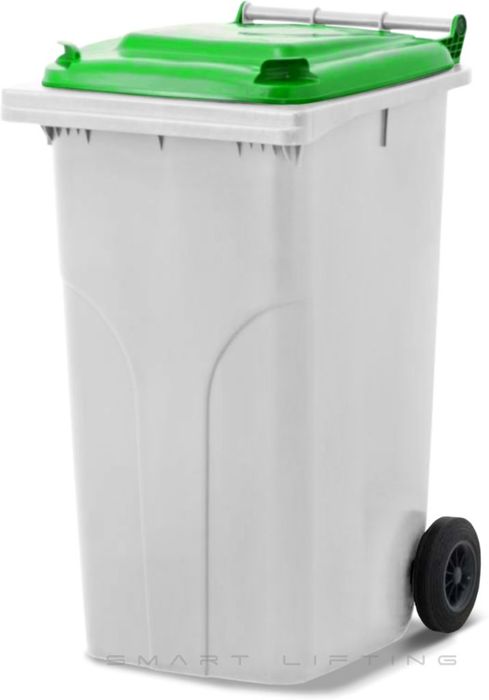 MGB240-WL // Simpro 240L White/Lime Wheelie Bin, HDPE, with 2x 200mm outset wheels