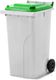 MGB240-WL // Simpro 240L Wheelie Bin, White/Lime HDPE, with 2x 200mm outset wheels
