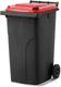MGB240-KR // Simpro 240L Wheelie Bin, Black/Red HDPE, with 2x 200mm outset wheels