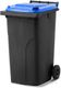 MGB240-KB // Simpro 240L Wheelie Bin, Black/Blue HDPE, with 2x 200mm outset wheels