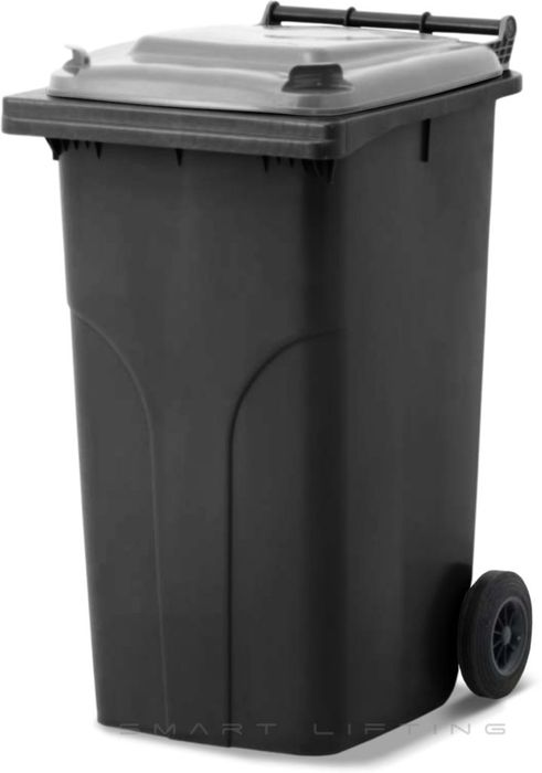 MGB240-KS // Simpro 240L Wheelie Bin, Black/Silver HDPE, with 2x 200mm outset wheels